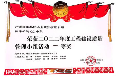【喜訊】冶建公司三項(xiàng)QC成果獲國(guó)家級(jí)大獎(jiǎng)