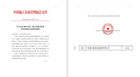 16星！冶建公司履約能力和信用表現(xiàn)良好