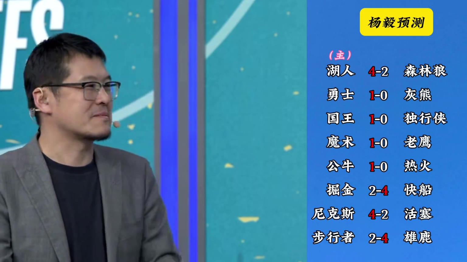 明燈來(lái)了！看看楊毅的季后賽預(yù)測(cè)：湖人4-2狼 快船4-2掘金